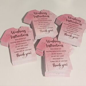 Boutique T-Shirt Washing Instructions Cards Set New!